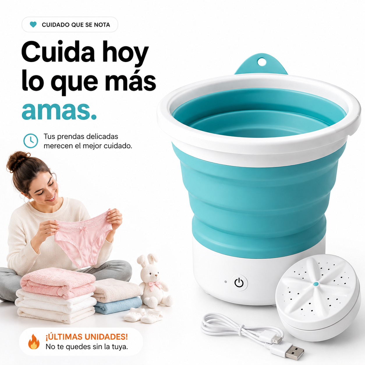 Lavadora Portátil Plegable para Ropa Delicada