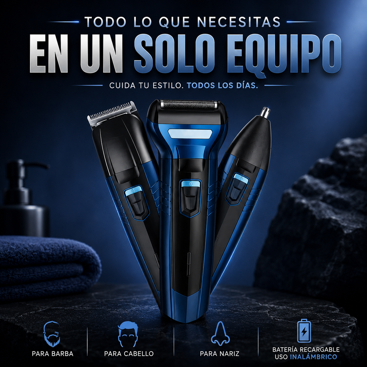 Máquina Peluquera 3 en 1 | Corta, Rasura y Perfila